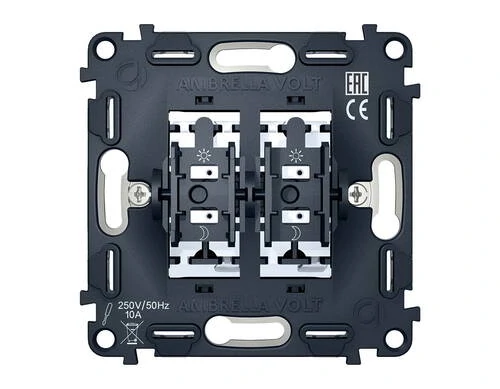 Механизм 2-клавишного выключателя 10A-250V QUANT (Ambrella Volt, VM115) - Amppa.ru
