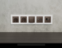 Лицевая панель ALFA (Темная бронза матовый) для вывода кабеля QUANT (Ambrella Volt, AP6458)